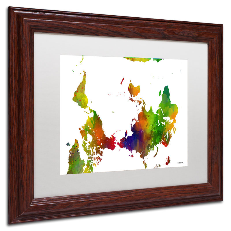 « inversed map of the world clr 1 », impression encadrée à l’image, Brun, H 16 po x l 20 po x P 0,5 po