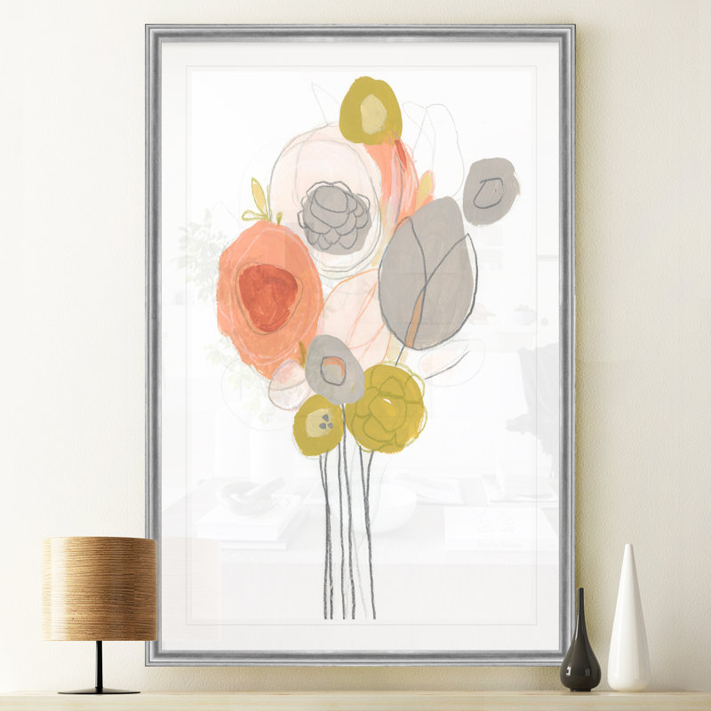 Wildflower Contour I '- reproduction d'art sur toile, H 18,5 po x l 24,5 po x P 1,5 po, Encadrement argenté