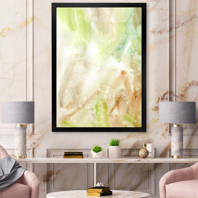 " Pastel Abstract With Green Brown And Beige Spots " Painting Print