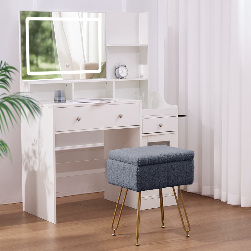Tabouret de rangement 17,11 po x 17,11 po, Rose