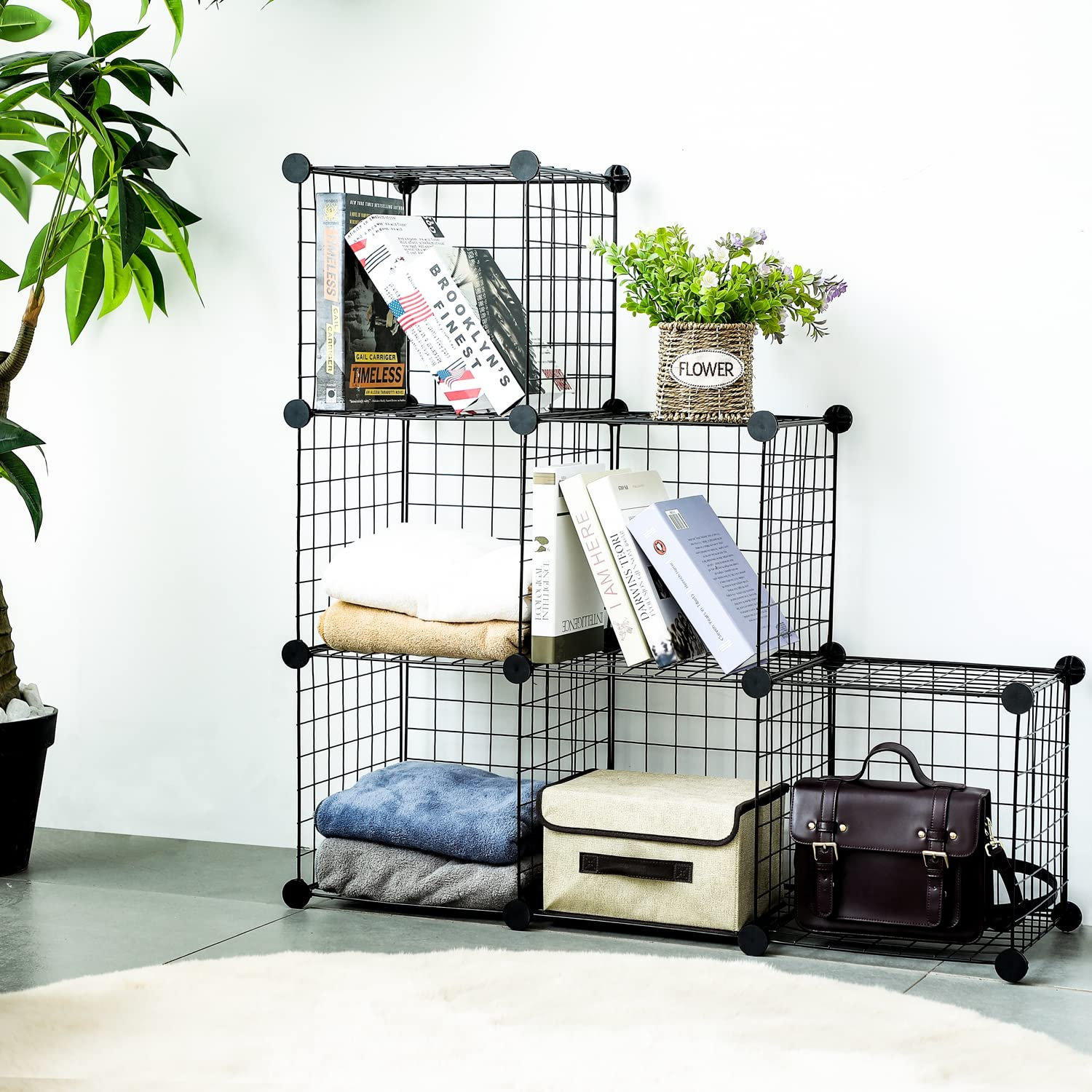 Rebrilliant Wire Cube Storage Cabinet, 6 Cubes DIY Metal Organizer ...