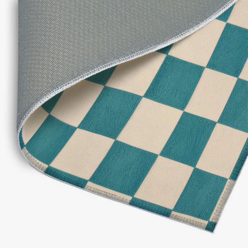 Tapis d'intérieur et d'extérieur à carreaux beige