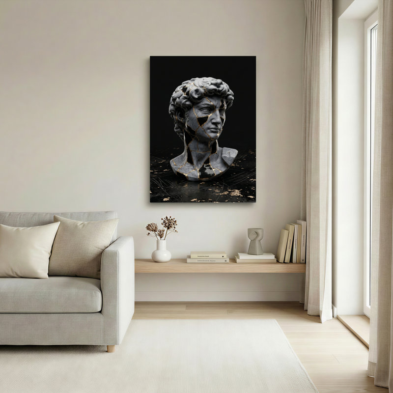 Ensemble de 1 tableau sur toile effet marbre craquelé, 30"H x 20"W, Toile tendue