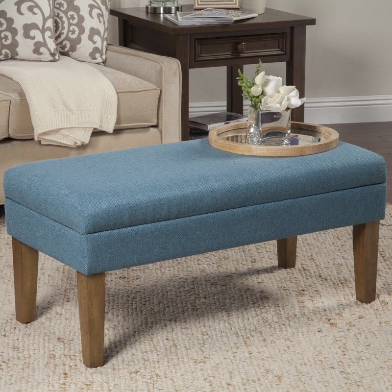 Banc de rangement rembourré North Andover, Bleu sarcelle
