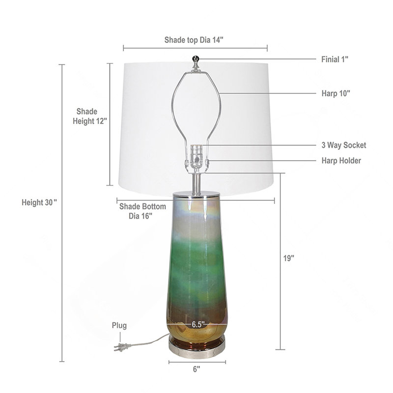 Lampe de table en verre D16x30 "