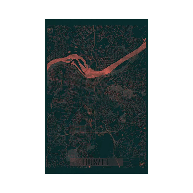 Louisville Infrared Urban Blueprint Map by Hubert Roguski - Wrapped Canvas Print, 20.32 cm H x 30.48 cm W