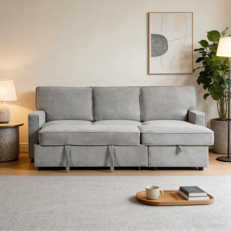 Canapé-lit modulaire Upholstery avec méridienne de rangement, canapé-lit avec port USB, 2 porte-gobelets sur les coussins de dossier
