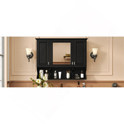 35'' X 28'' Wall Mounted Bathroom Medicine Cabinet, Modern Bathroom Wall Cabinet With Mirror,  Mirror Cabinet With Open Shelves