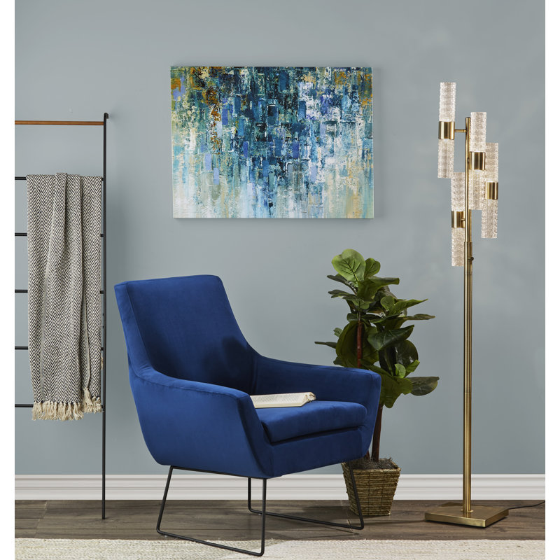 Ismaael Upholstered Armchair, Blue Velvet