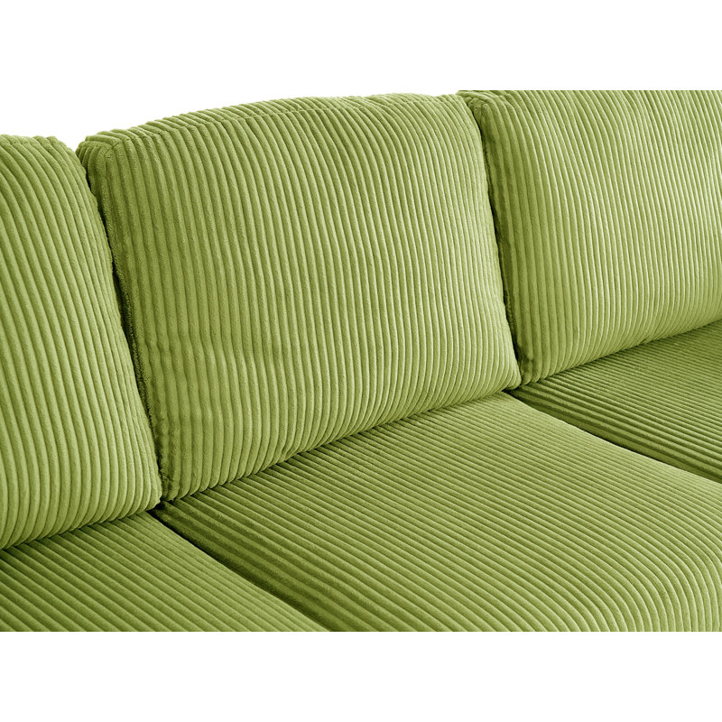 L-Shaped Sofa With Storage Ottoman, Green
