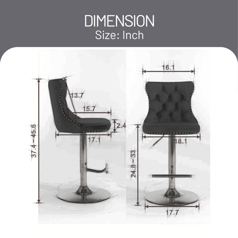 Tabouret de bar Kittrell, gris, Argent