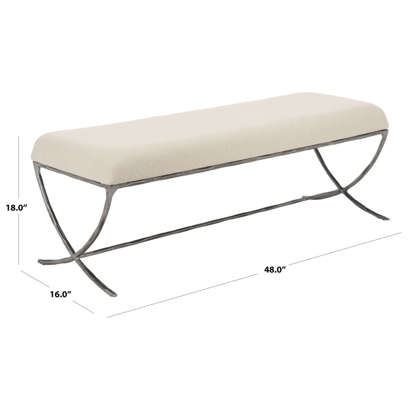 Janeen Boucle And Metal Bench, Black, Ivory