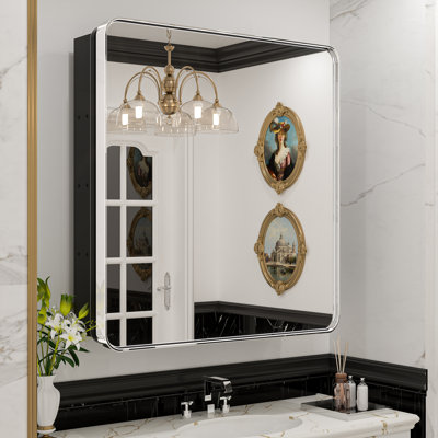 Gervon Rectangle Recessed or Surface Medicine Cabinet with Shelves and Mirror