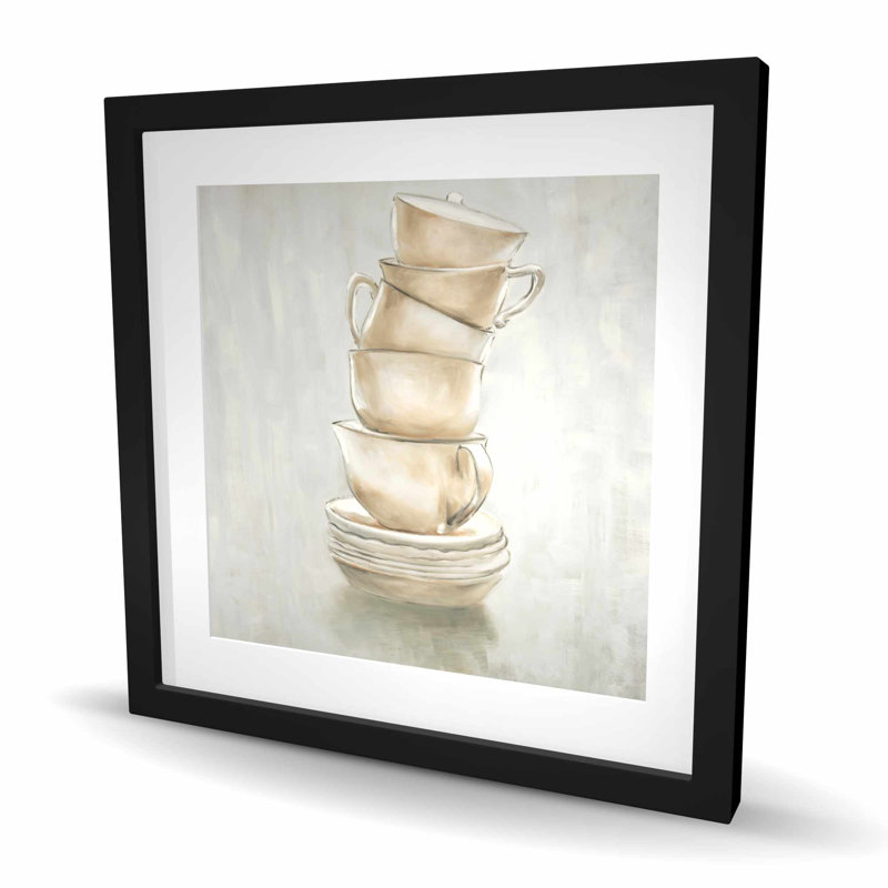 Tasses à café - Reproduction mate encadrée beige pour la décoration intérieure