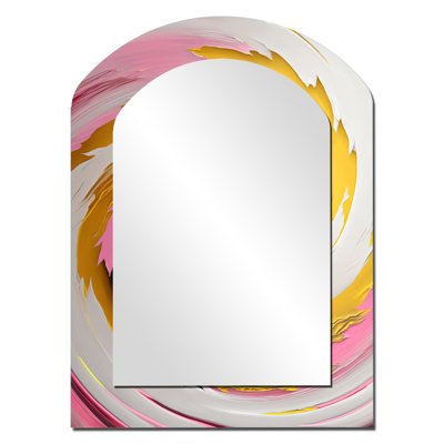 Rose aquarelle circulaire abstrait II - spirale abstraite, miroir décoratif asymétrique