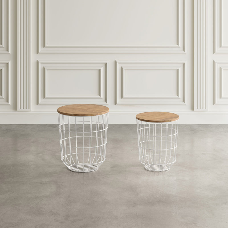 Deaundre Solid Wood Top Nesting Tables, White
