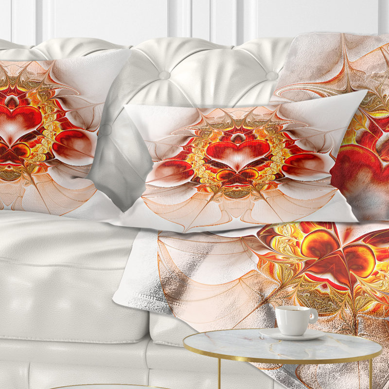 Grand coussin abstrait abstrait symétrique, 12 po x 20 po, Orange, Rectangulaire