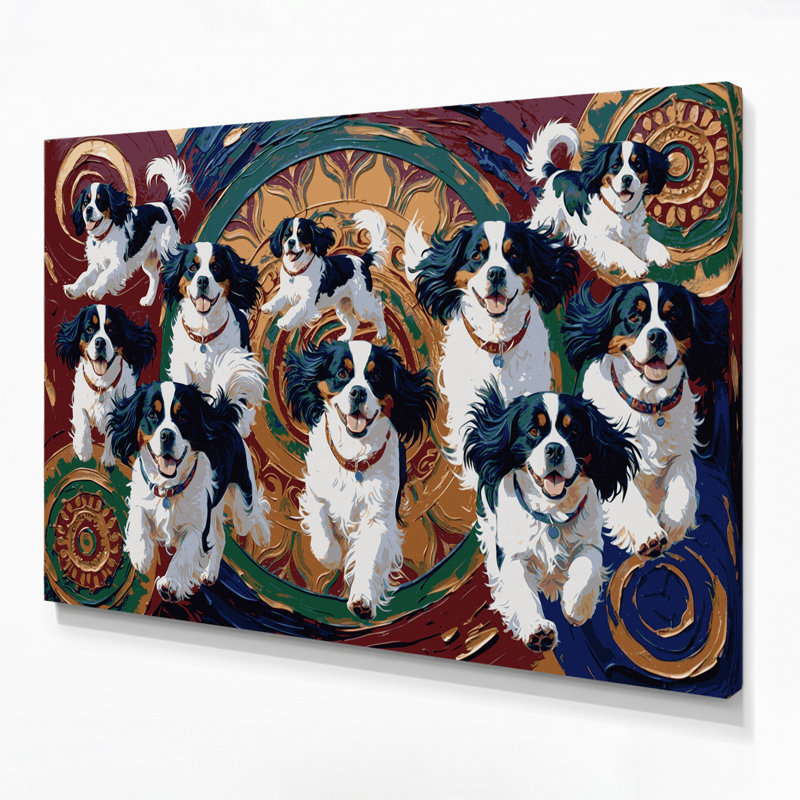 Chiens, épagneul tibétain brun, art mural sur toile, 11" H x 14" W