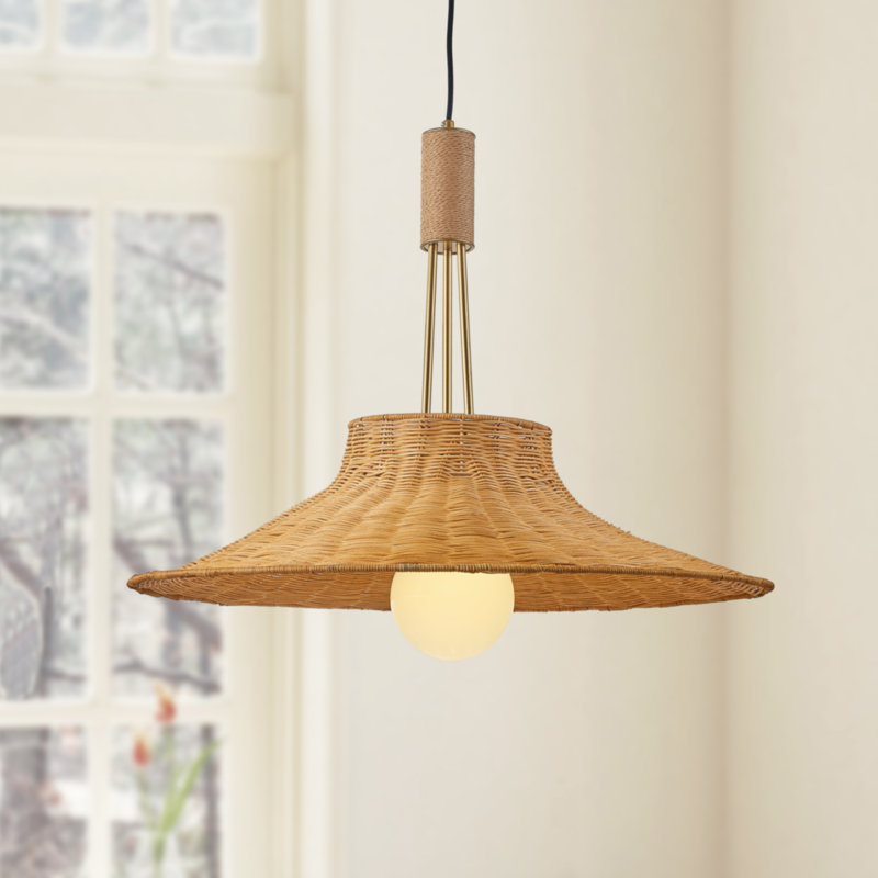 24 inch 1 light Bamboo shade pendant gold finish