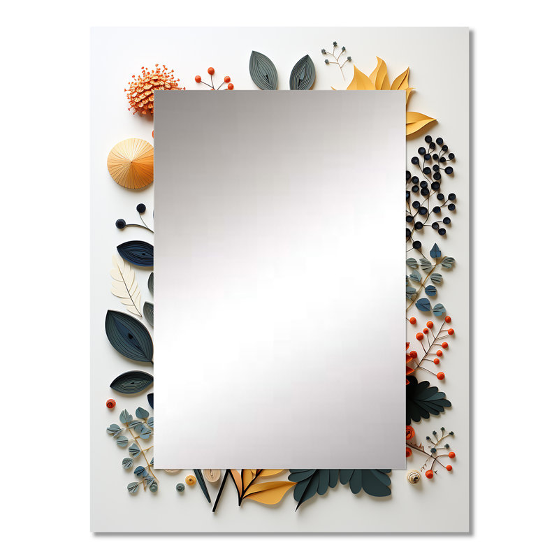 Coloré Mid Mid Century Botanicals II - miroir mural Mid-Century abstrait, miroir Mid-Century, 32 po x 24 po