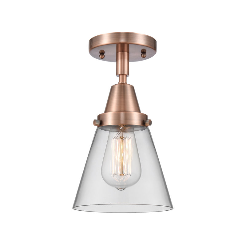 Plafonnier encastré en verre Amede, H 10 po x l 6,25 po x P 6,25 po, Cuivre antique, Clair