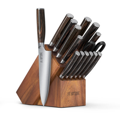 15-Piece Kitchen Knife Block Set- Acacia