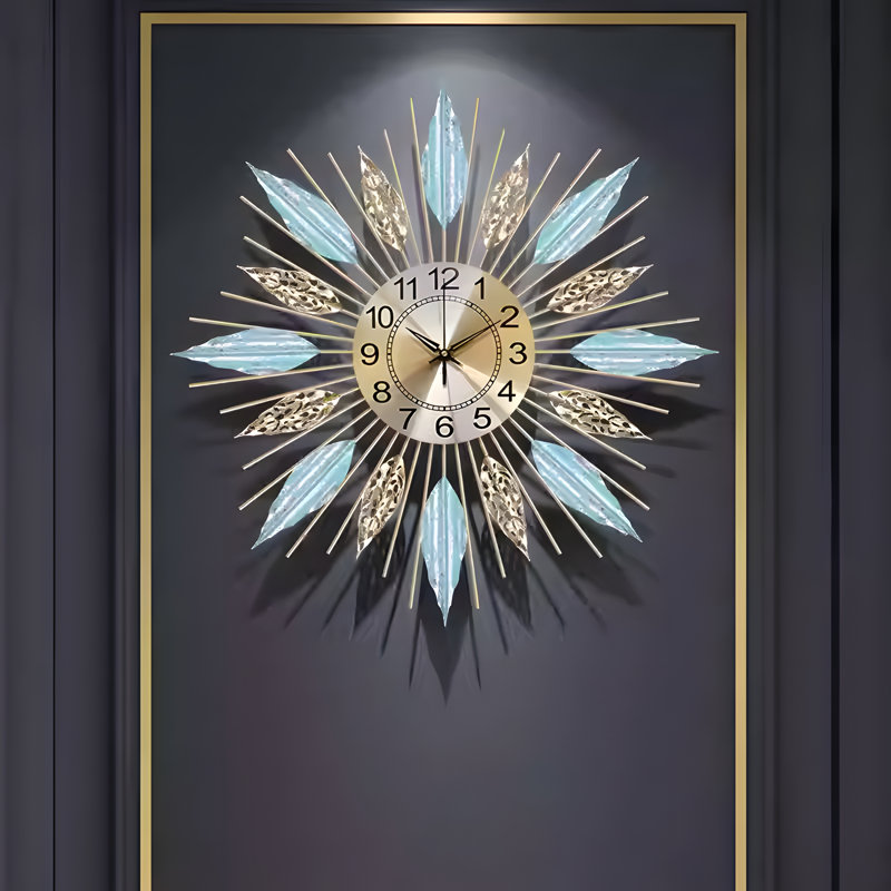 Horloge murale 23 po Mid-Century Sunbert, horloge murale décorative moderne Silent Art