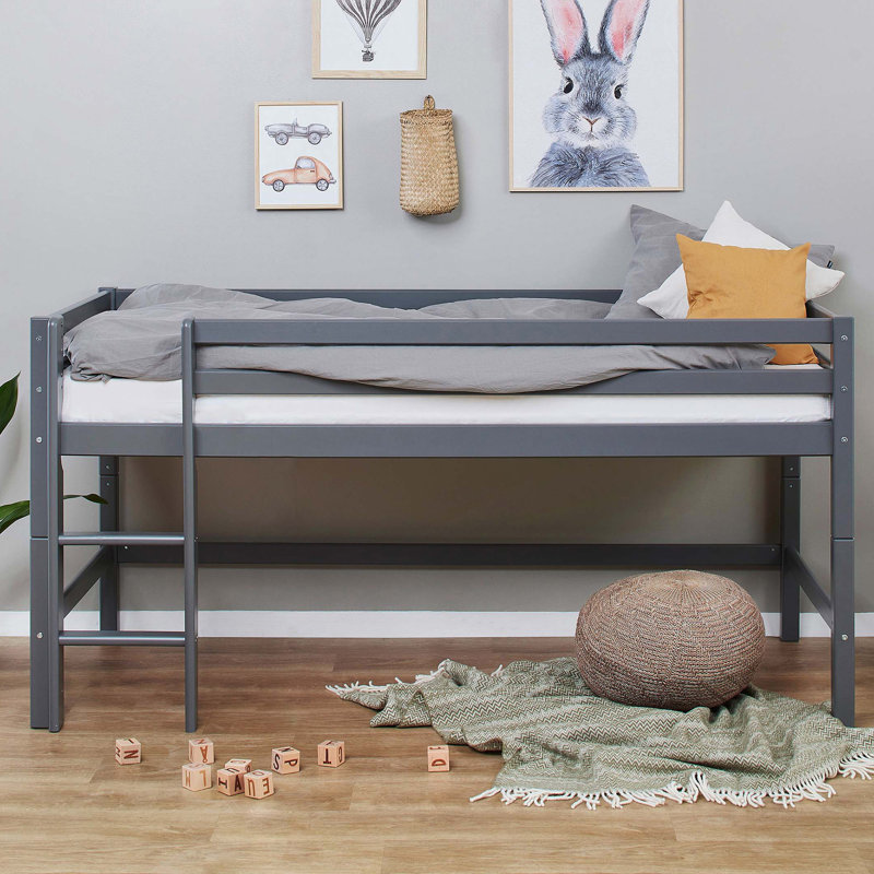 European Single (90 X 200 Cm) Mid Sleepers with Storage Included, Smoked Pearl