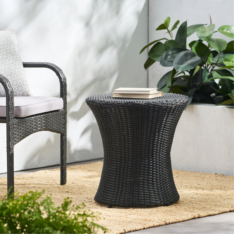 Weather-Resistant KONO Hourglass Table Without Glass Top, Ideal For Outdoor Use, Black