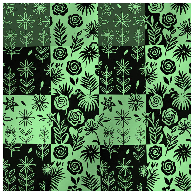 Rideaux de douche Green Botanical Patchwork, L 70 po x H 84 po