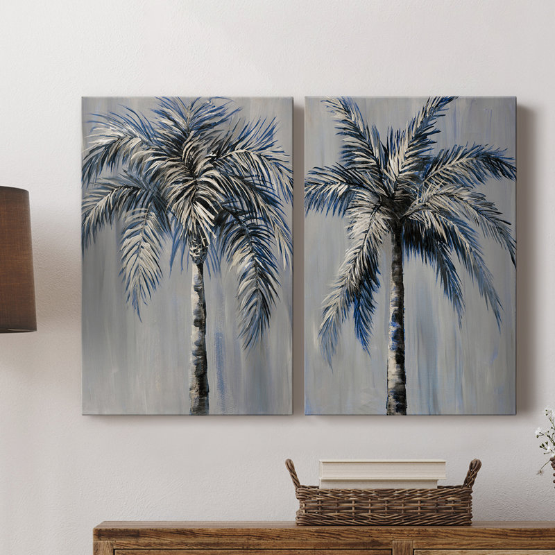 Palm Magic Evening I - Toile tendue avec châssis de qualité supérieure - Prêt à être accroché, H 12 po x l 8 po