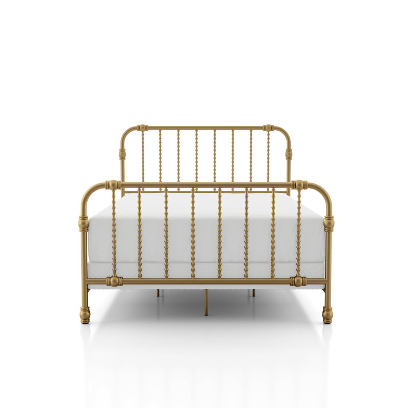 Wren Metal Spindle Panel Bed, Full, Gold