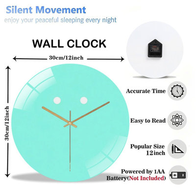 Horloge murale 12 po ronde en verre trempé avec mouvement à quartz silencieux