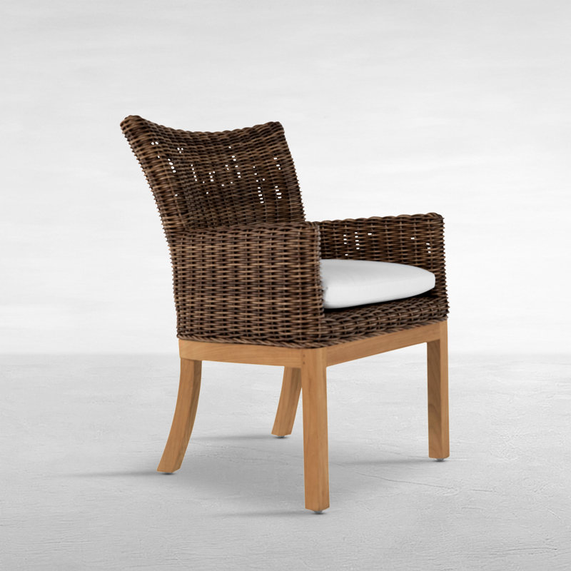 Fauteuil de salle à manger d'extérieur avec coussin Sunbrella Montauk, Welt, Bali Mist