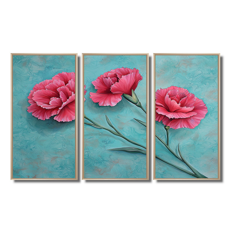 Ensemble d'ornements cyan Harmony Of Rose, Naturel, Reproduction avec cadre flottant, H 32 po x l 48 po