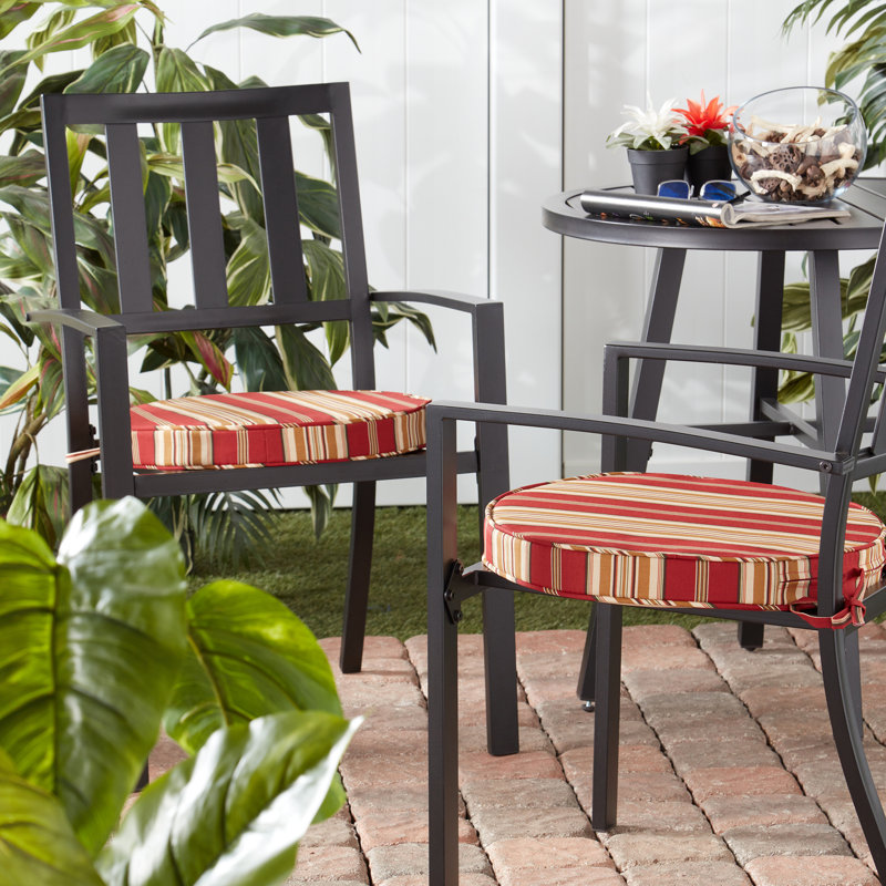 Outdoor Round Dining Chair Seat Pad, Roma Stripe