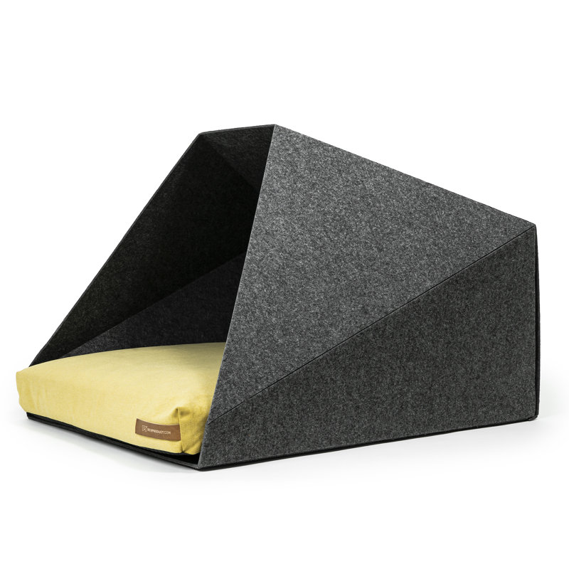 Polyester Pet Bed, Dark Grey/Yellow