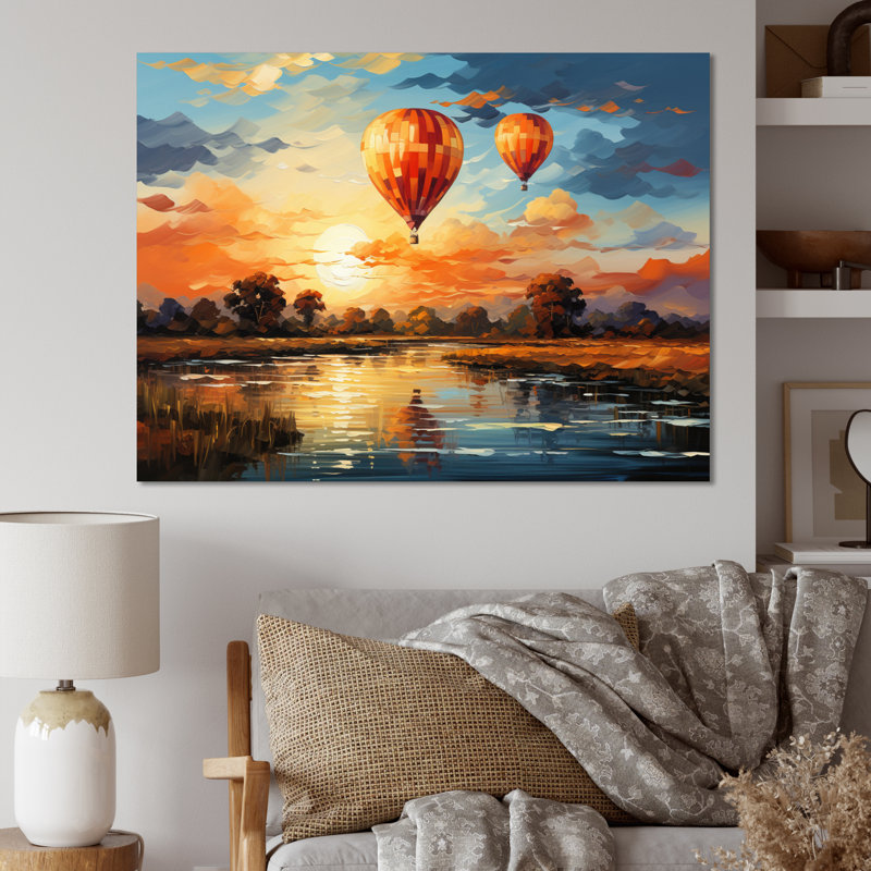 Ballon à air chaud rouge III - impression, H 16 po x l 32 po x P 1 po, Toile tendue