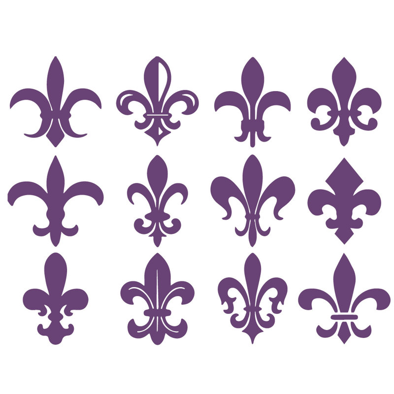 Décalcomanie murale motif fleur du lis, H 24 po x l 32 po x P 0,01 po, Violet