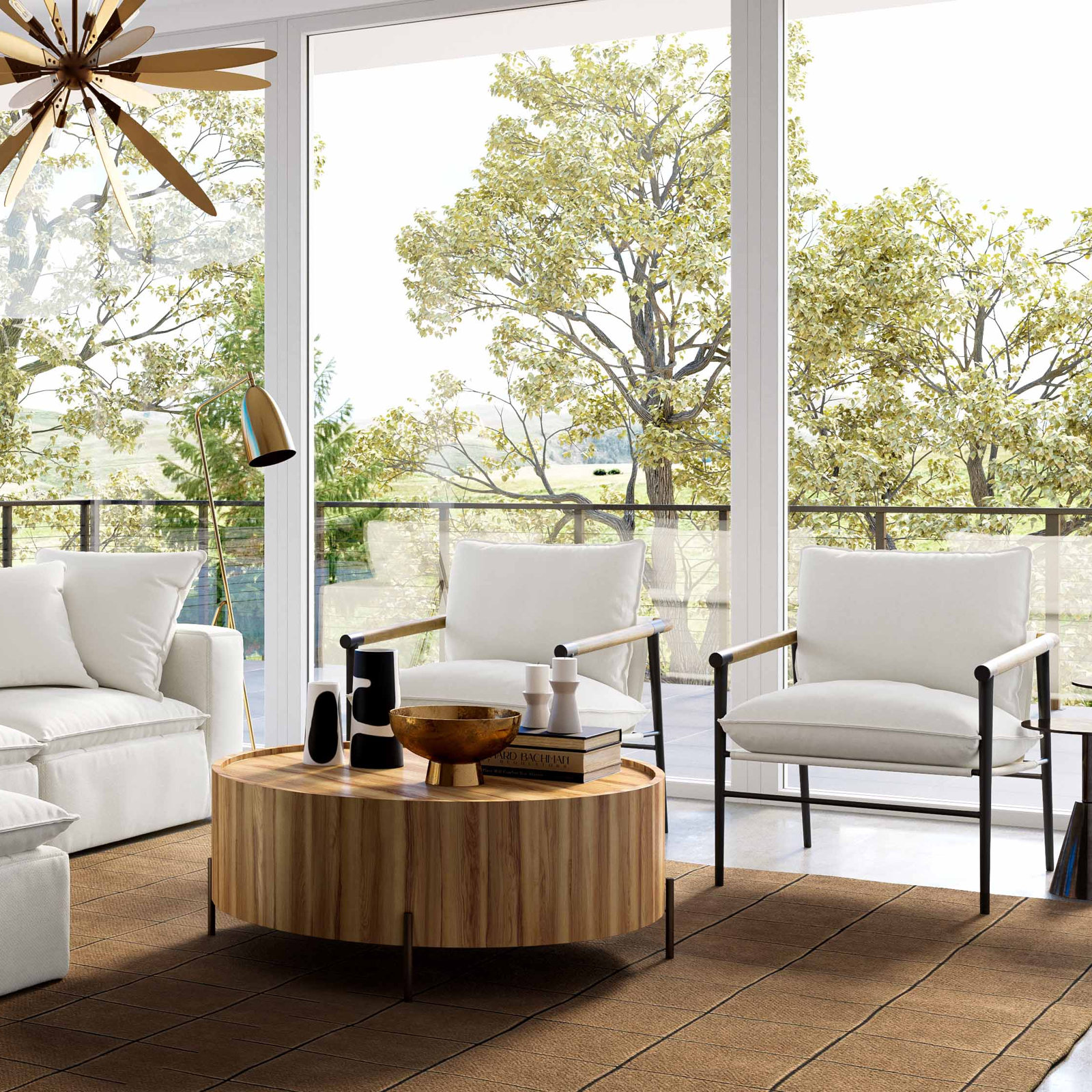 Kala Armchair, White Polyester Blend
