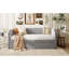 Lit de jour simple en velours rembourré avec couchette escamotable, gris-1497750357