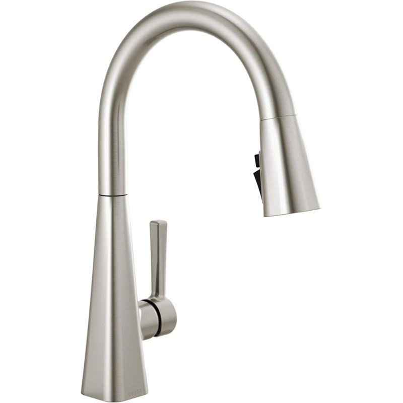 Robinet de cuisine en nickel brossé Lenta, robinets de cuisine avec douchette rétractable, robinet d'évier de cuisine, robinet pour évier de cuisine, tête de pulvérisation magnétique, acier inoxydable Spotshield 19802Z-SP-DST