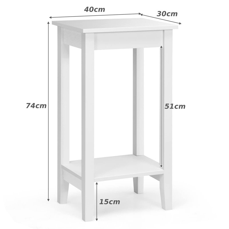 40cm W Manufactured Wood Bedside Table, White