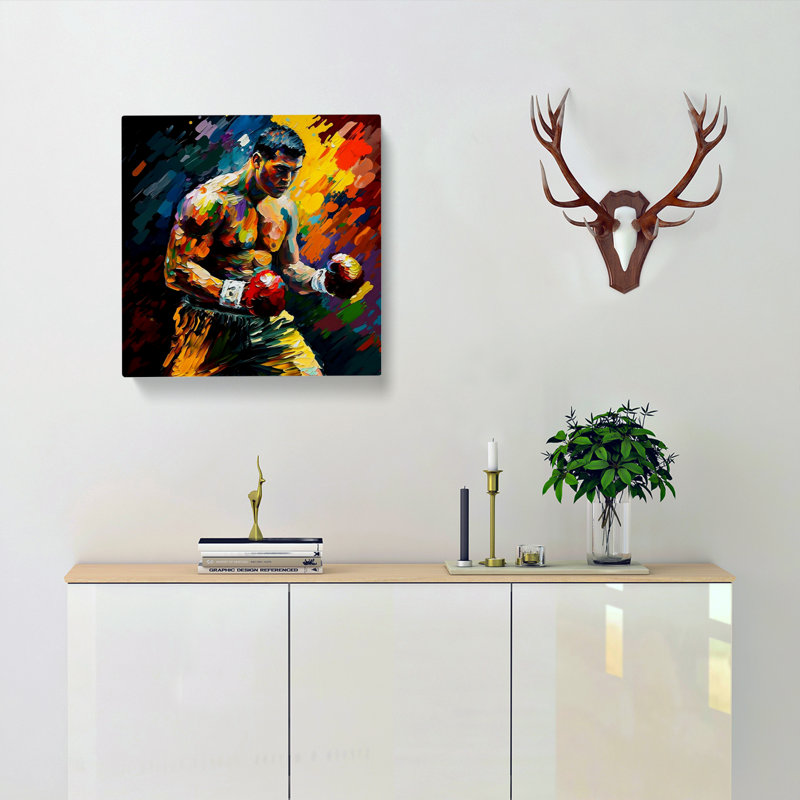 Boxing Palette Knife Painting - Print, 50cm H x 50cm W x 3cm D