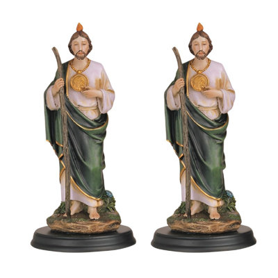 "2-PC Set" ICE ARMOUR 5 "H Saint Jude Statue Figurine Figurine Statue Ornement Décor Maison / Chambre et Idées de cadeaux parfaits pour le réchauffement de la maison, les Fêtes et les Anniversaires