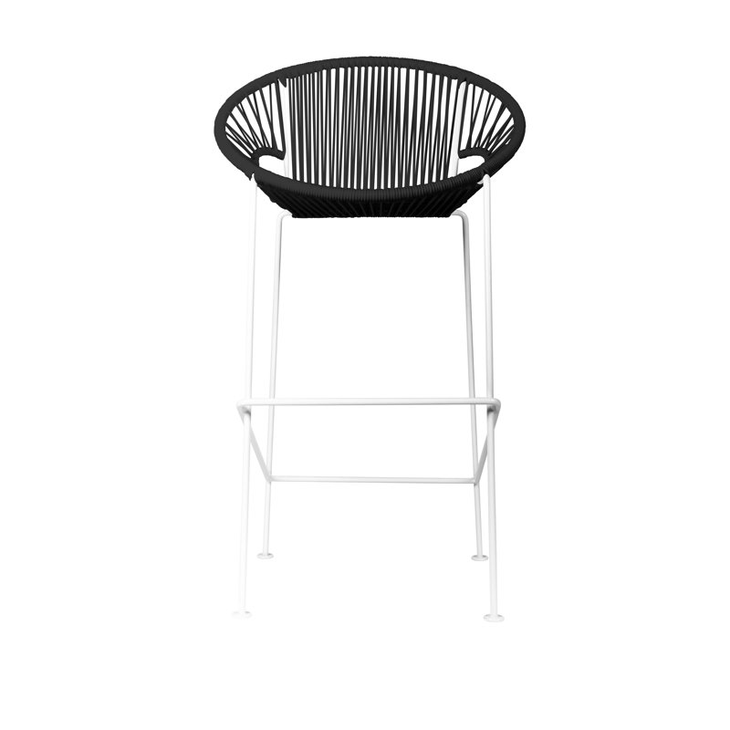 Alaena Puerto Indoor/Outdoor Handmade Bar Height Stool, White, Black