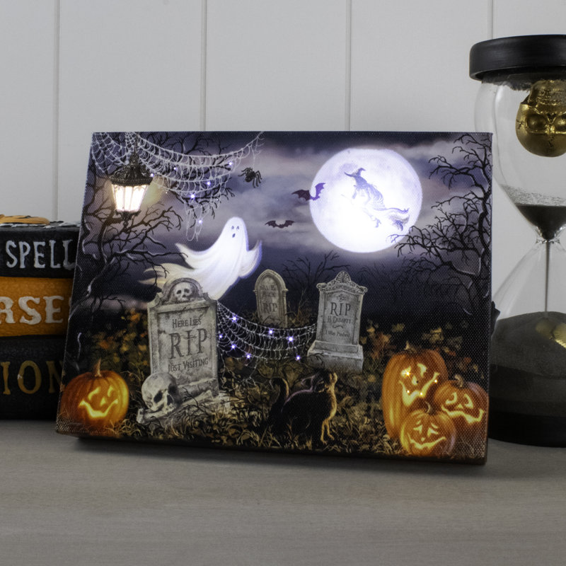 Happy Haunting 8x6 Lighted Tabletop Canvas