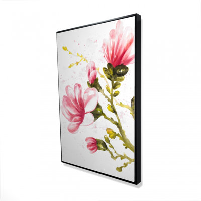 Watercolor Magnolia Flowers Framed Canvas | Office Decor