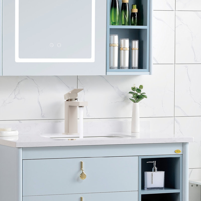 Robinet de lavabo de salle de bain à un trou en nickel brossé, poignée à levier, antirouille, anti-éclaboussures et laiton massif moderne, installation facile
