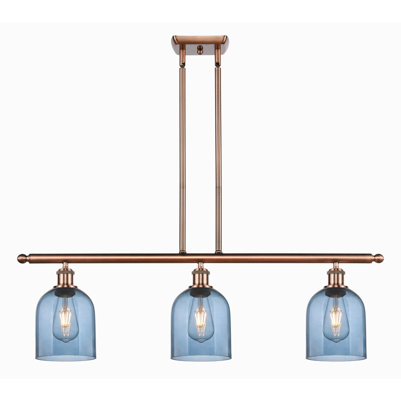 Odaniel 3 - Light Kitchen Island Pendant, Princess Blue, Antique Copper